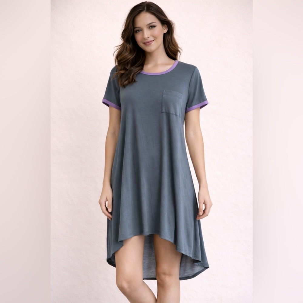 NWT LuLaRoe Gray Dress with Purple Trim